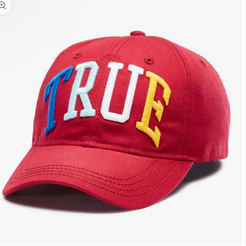 2 True Religion Red Hats - Cap Embroidered Logo Adjustable Strapback qty 2